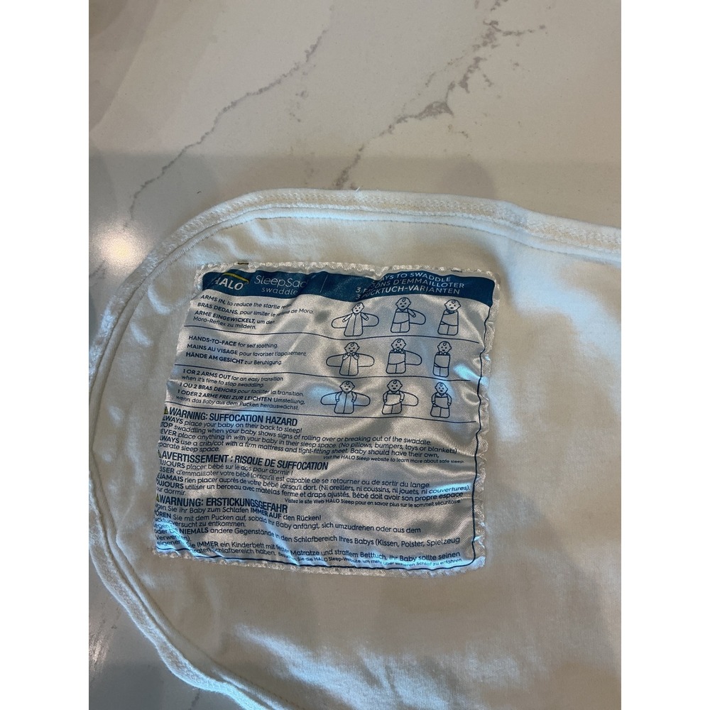 Halo SleepSack Swaddle Cream Off White Cotton 0-3 Months Newborn Wrap - Picture 4 of 5